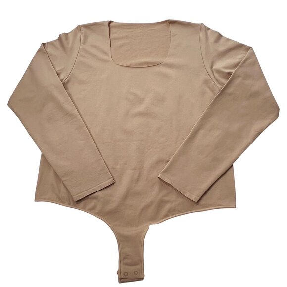 SKIMS Essential Long Sleeve Scoop Bodysuit Sandstone 4X/5X - Picture 2 of 10